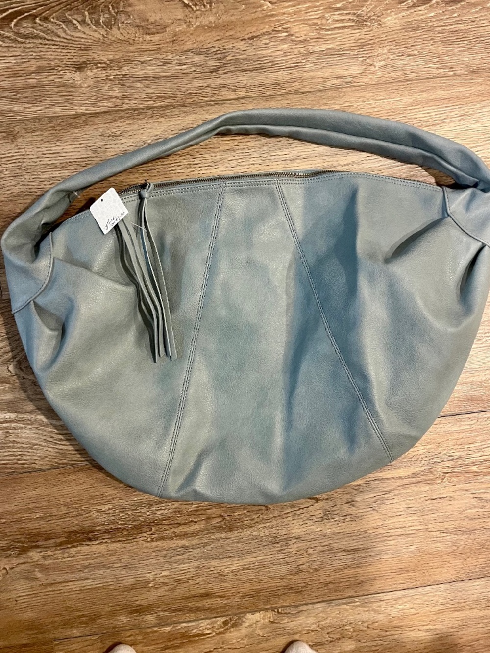 Free People Large Slouchy Hobo Shoulder Bag Gray Sage Vegan Leather NWOT
